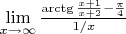 $\lim\limits_{x\to \infty}\frac{\arctg\frac{x+1}{x+2}-\frac{\pi}{4}}{1/x}}$