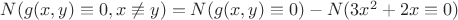 $N(g(x,y)\equiv 0, x\not\equiv y) = N(g(x,y)\equiv 0) - N(3x^2+2x\equiv 0)$