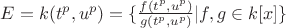 $E=k(t^p,u^p) = \{\frac{f(t^p,u^p)}{g(t^p,u^p)}|f,g \in k[x]\}$