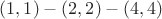 $(1,1) - (2,2) - (4,4)$