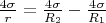 $ \frac{4\sigma}{r} = \frac{4\sigma}{R_2} - \frac{4\sigma}{R_1} $