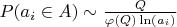 $P(a_i \in A) \sim \frac{Q}{\varphi(Q)\ln(a_i)}$