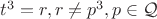 $t^3 = r, r\neq p^3, p\in \mathcal{Q}$