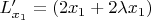 $L'_{x_1}=(2x_1+2\lambda x_1)$