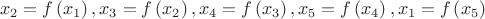 $$x_2 = f\left( {x_1 } \right),x_3 = f\left( {x_2 } \right),x_4 = f\left( {x_3 } \right),x_5 = f\left( {x_4 } \right),x_1 = f\left( {x_5 } \right)$