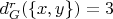 $d_G^r(\{x, y\}) = 3$