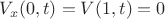 $V_{x}(0,t)=V(1,t)=0 $