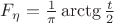 $F_\eta=\frac{1}{\pi}\arctg \frac{t}{2}$