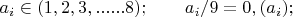 $a_i\in(1,2,3,......8);\qquad a_i/9=0,(a_i);$