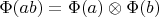 $\Phi(ab) = \Phi(a) \otimes \Phi(b)$