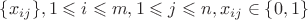 $\{x_{ij}\},1\leqslant i \leqslant m,1\leqslant j \leqslant n,x_{ij}\in\{0,1\}$