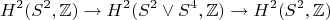 $$ H^{2}(S^{2}, \mathbb{Z}) \to H^{2}(S^{2}\vee S^{4} ,\mathbb{Z}) \to       H^{2}(S^{2},\mathbb{Z})$$