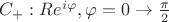 $C_+:Re^{i\varphi }, \varphi =0\to \frac {\pi }2$