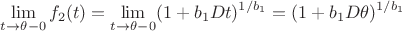 $$\lim_{t\rightarrow \theta -0}f_2(t) = \lim_{t\rightarrow \theta - 0} (1+b_1Dt)^{1/{b_1}} = (1+b_1D\theta)^{1/{b_1}}$$