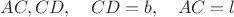 $AC, CD,\quad CD=b,\quad AC=l$
