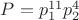 $P = p_1^{11}p_2^4$