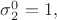 $\sigma_2^0=1,$