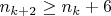 $n_{k+2}\ge n_k+6$