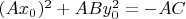 $(Ax_0)^2+ABy_0^2=-AC$