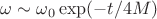 $\omega\sim\omega_{0}\exp(-t/4M)$