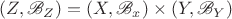 $(Z,\mathscr B_Z) = (X,\mathscr B_x)\times (Y,\mathscr B_Y)$ $(Z,\mathscr B_Z) = (X,\mathscr B_x)\times (Y,\mathscr B_Y)$