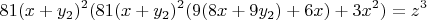$$81(x+y_2)^2(81(x+y_2)^2(9(8x+9y_2)+6x)+3x^2)=z^3$$