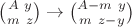$\binom{A \ y}{m \ z} \to \binom{A-m \ y}{m \ z-y}$