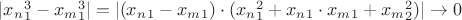 $|x_n_1^3-x_m_1^3|=|(x_n_1-x_m_1)\cdot(x_n_1^2+x_n_1\cdot x_m_1+x_m_2^2)|\rightarrow0$