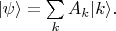 $|\psi \rangle = \sum \limits_k A_k |k\rangle.$
