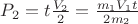 $P_2 = t \frac {V_2}2 = \frac {m_1V_1t}{2m_2}$