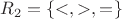 $R_2 = \{<,>,= \}$