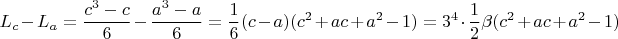 $$L_c-L_a=\frac{c^3-c}6-\frac{a^3-a}6=\frac 16(c-a)(c^2+ac+a^2-1)=3^4\cdot\frac 12\beta(c^2+ac+a^2-1)$$