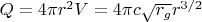 $Q = 4\pi r^2Vэ = 4\pi c \sqrt {r_g} r^{3/2}$