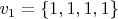 $v_1 = \left\lbrace 1, 1, 1, 1 \right\rbrace$