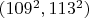 $(109^2, 113^2)$