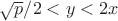 $\sqrt p /2 <y<2x$