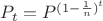 $P_t = P^{(1 - \frac{1}{n})^t}$