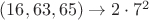 $(16,63,65) \to 2\cdot 7^2$
