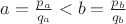 $a=\frac{p_a}{q_a} < b=\frac{p_b}{q_b}$ $a=\frac{p_a}{q_a} < b=\frac{p_b}{q_b}$