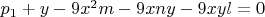 $p_1+y-9x^2m-9xny-9xyl=0$