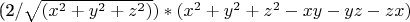 &(2/{\sqrt {(x^2+y^2+z^2)}})&*(x^2+y^2+z^2-xy-yz-zx)