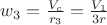 $w_3 = \frac{V_c}{r_3} = \frac{V_1}{3r}$