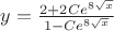 $ y = \frac{2 + 2Ce^{8 \sqrt{x}}}{1- Ce^{8 \sqrt{x}}} $