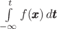 $ \int\limits_{-\infty}^t f(\pmb x)\,d\pmb t$