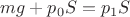 $mg+p_0S=p_1S$