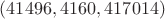 $(41496, 4160, 417014)$
