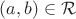 $(a, b) \in \mathcal{R}$ $(a, b) \in \mathcal{R}$