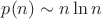 $p(n)\sim n\ln n$