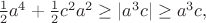 $\frac 12 a^4+\frac 12 c^2a^2 \ge |a^3c| \ge a^3c,$