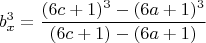 $$b^3_x=\frac{(6c+1)^3-(6a+1)^3}{(6c+1)-(6a+1)}$$